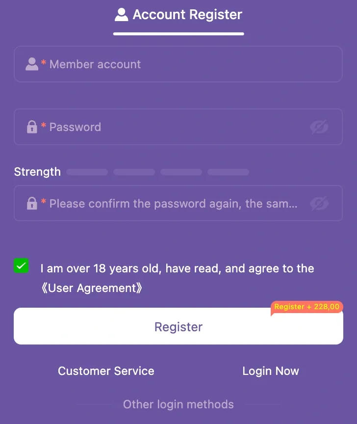 PISOWIN register form page with quick signup steps